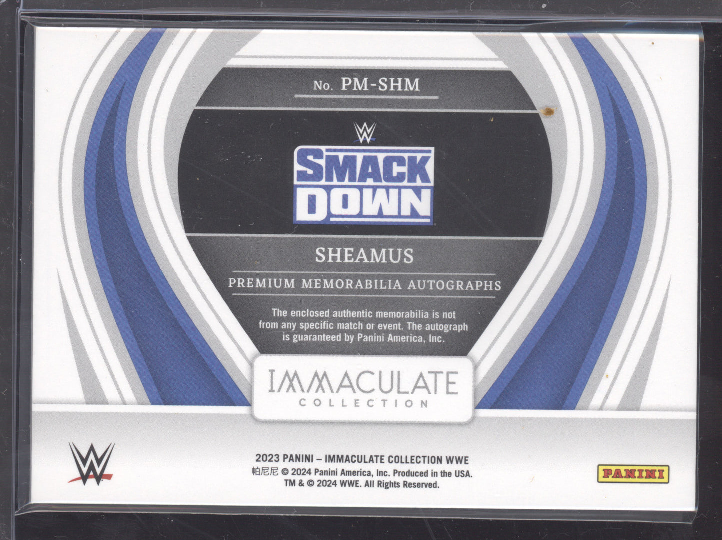 2023 Panini Immaculate Collection WWE Sheamus #SHM Autograph 98/99 Memorabilia