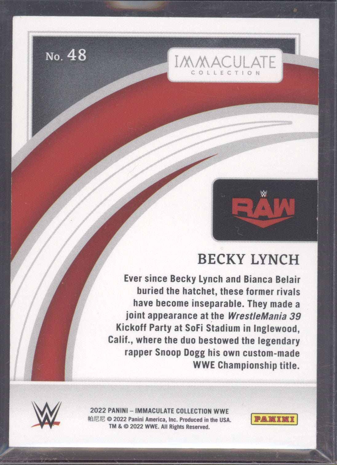 2022 Panini Immaculate Collection WWE Becky Lynch #48 53/65