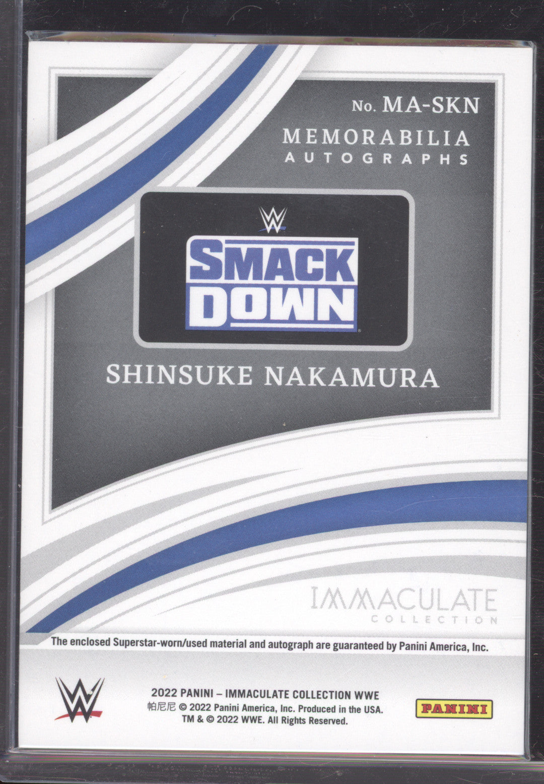 2022 Panini Immaculate Collection WWE Shinsuke Nakamura #MA-SKN Autograph 21/99