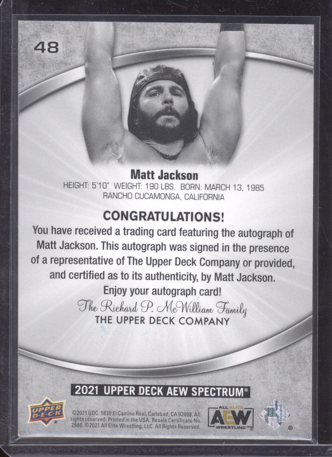 2021 Upper Deck AEW Spectrum Matt Jackson #48 Autograph