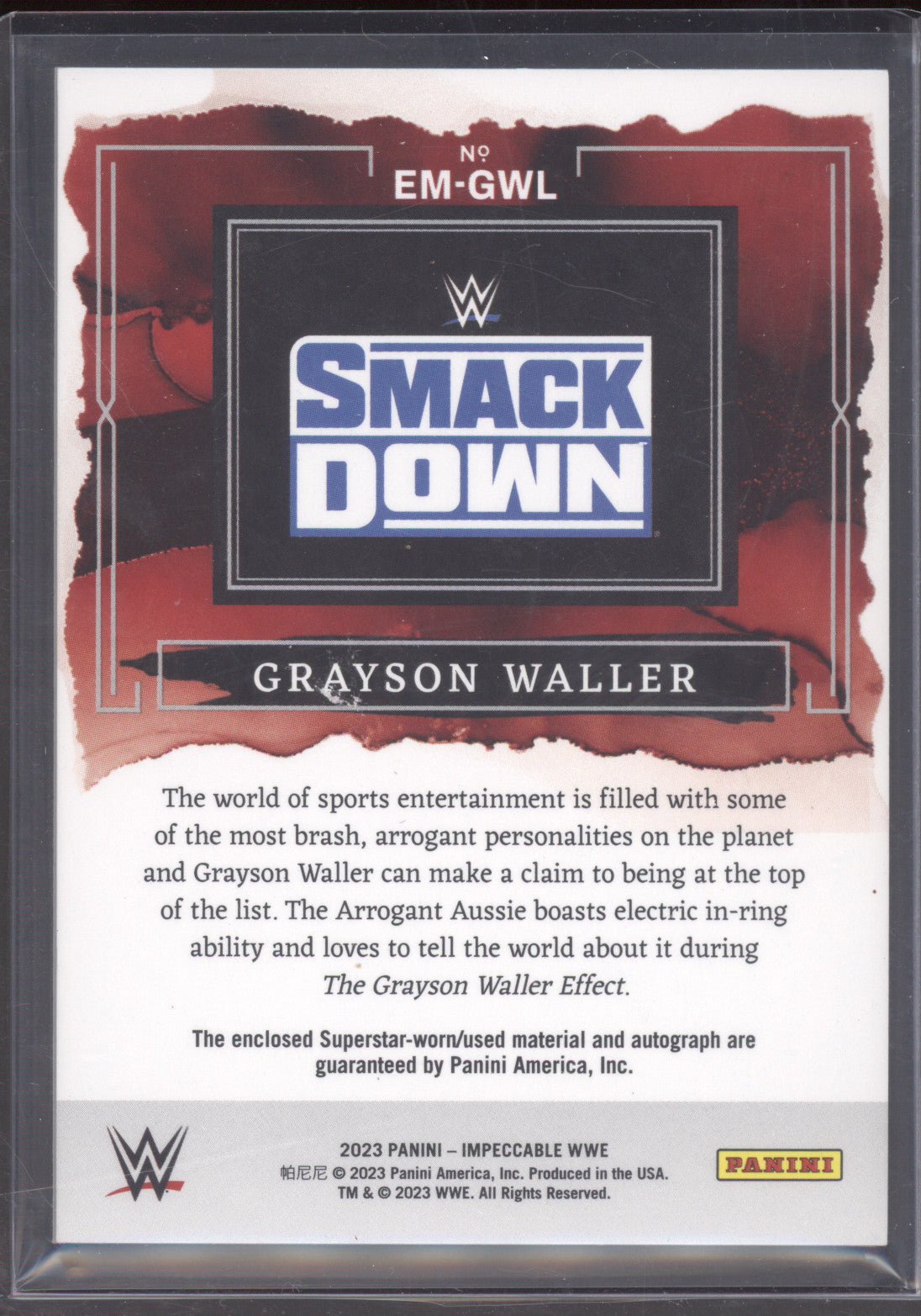 2023 Panini Impeccable WWE Elegance Autograph Grayson Waller #EM-GWL 03/10