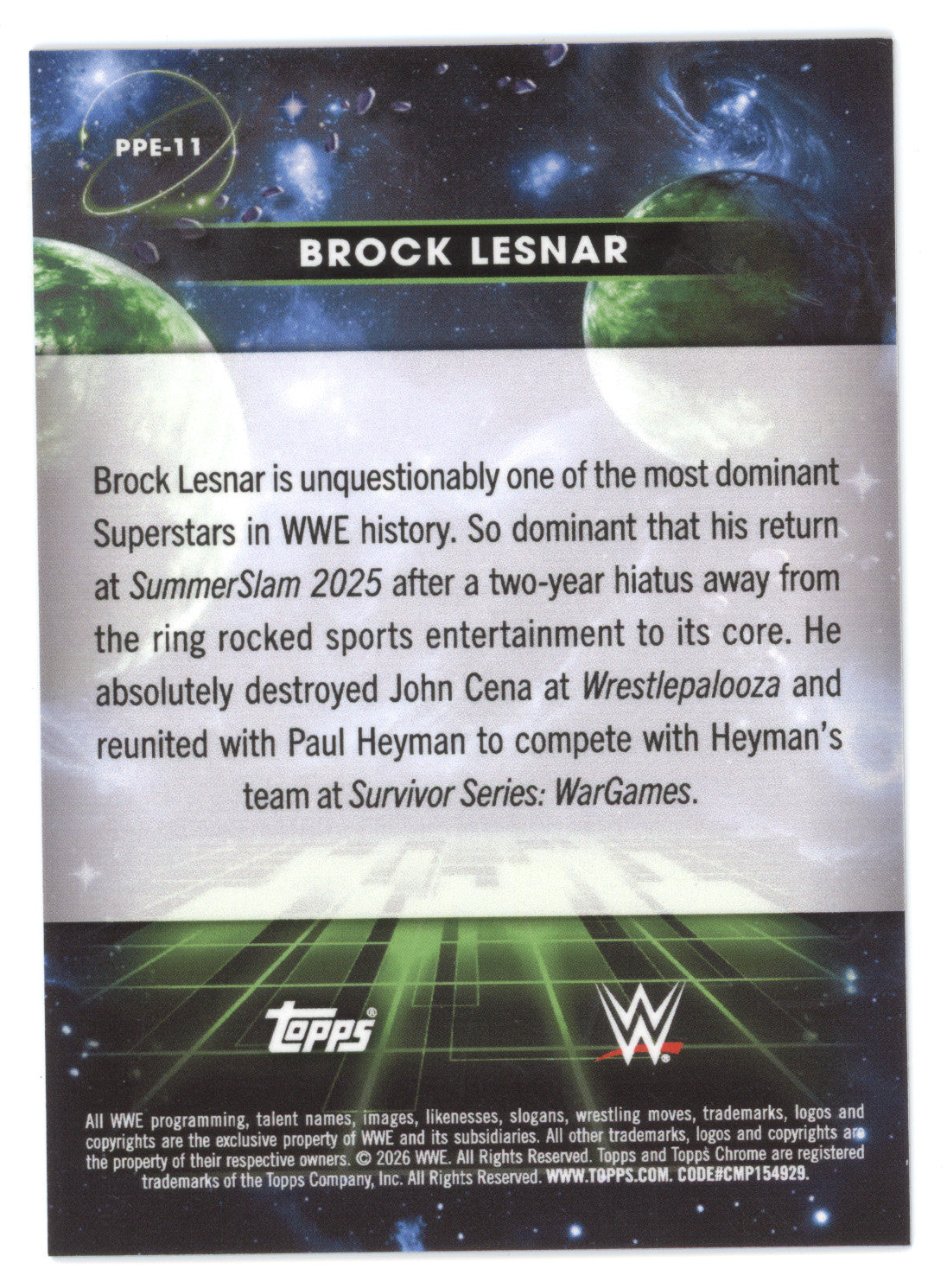 2026 Topps Chrome WWE Earth Brock Lesnar #PPE-11