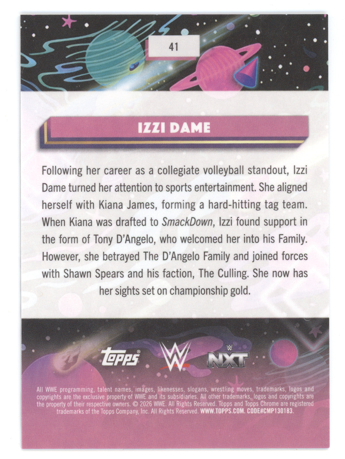 2026 Topps Chrome WWE Izzi Dame #41 White Hole