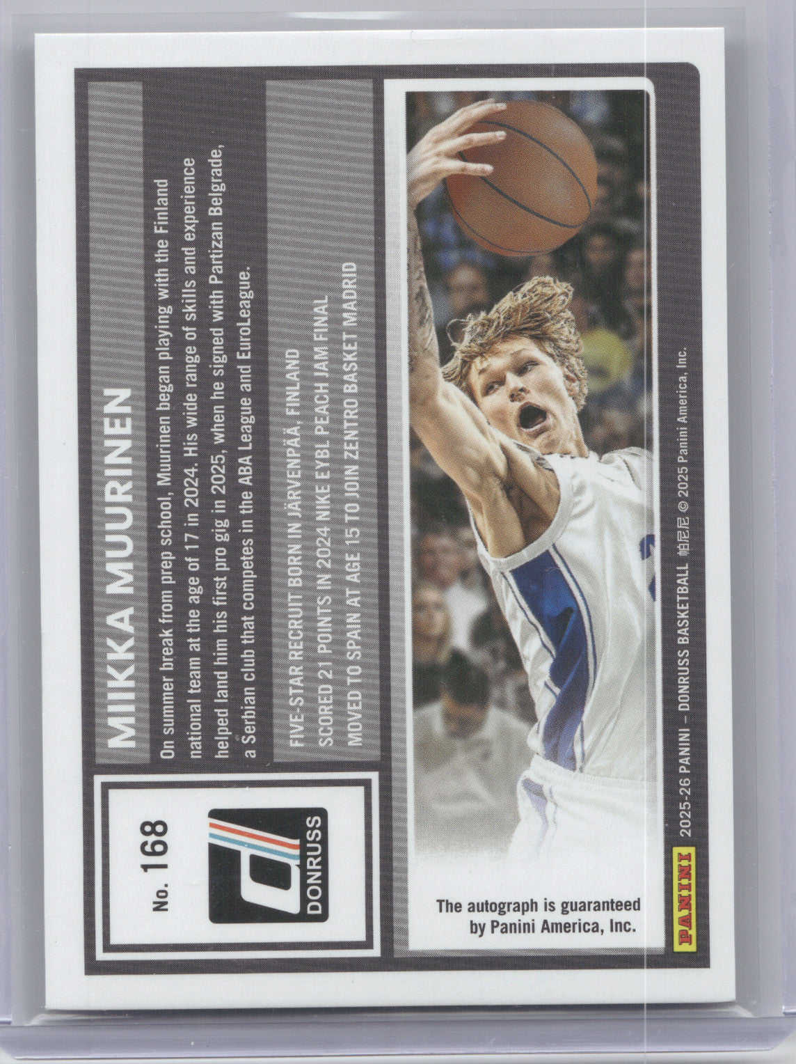2025 Panini Donruss Basketball Miikka Muurinen #168 Holo Autograph 30/75