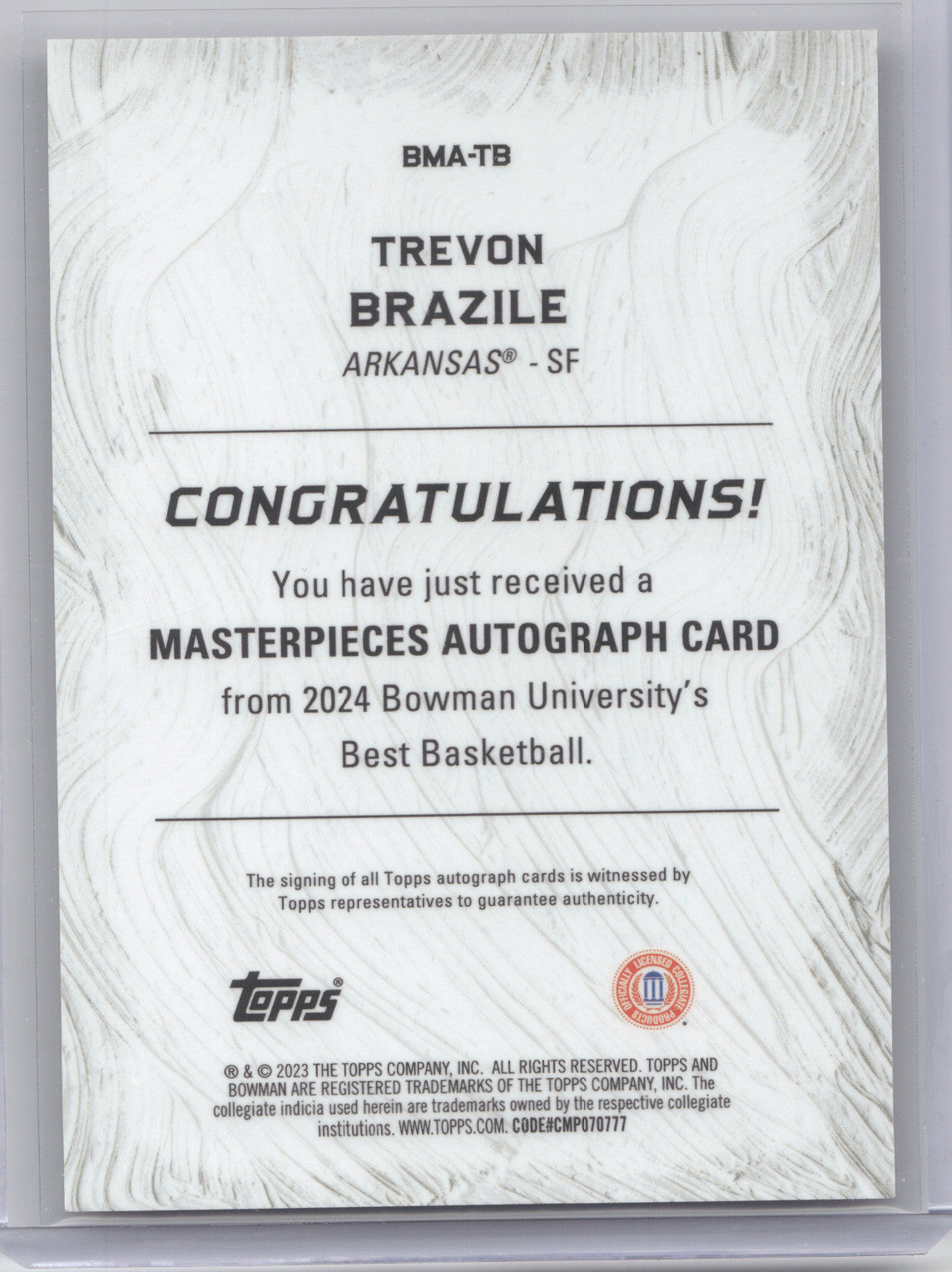 2024 Bowman U Best Masterpieces Trevon Brazile #BMA-TB Orange Geometric 11/25