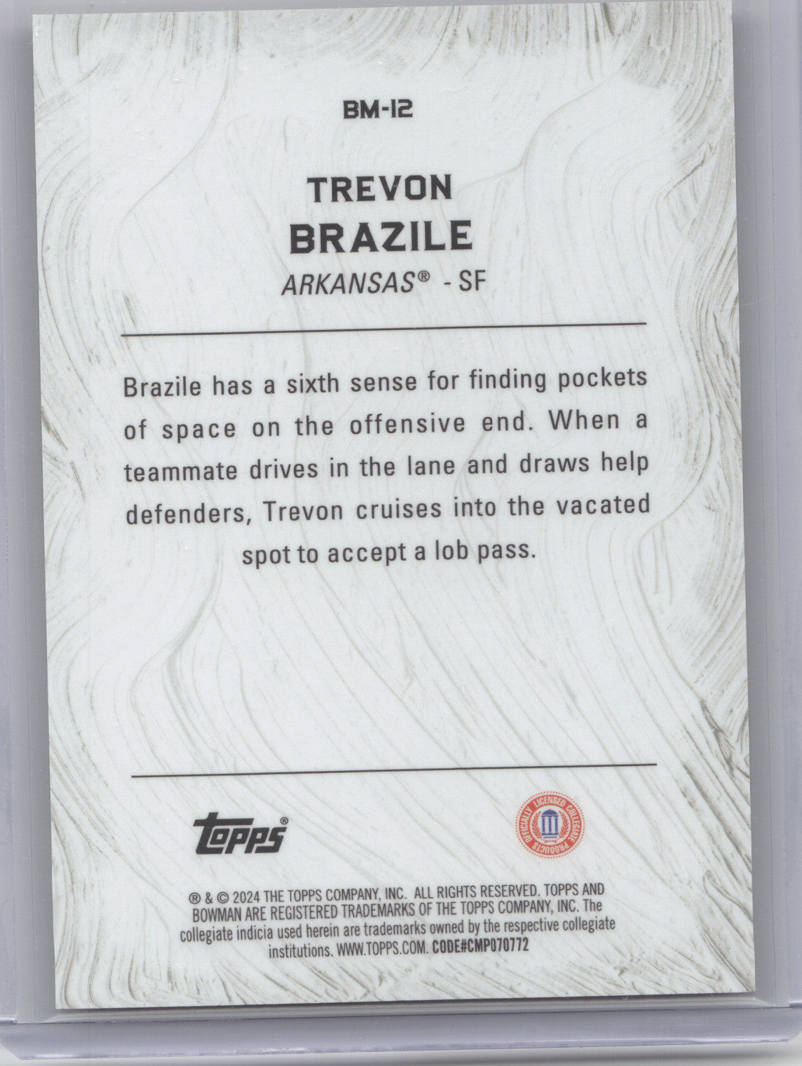 2024 Bowman University Best Masterpieces Trevon Brazile #BM-12 Orange 09/25