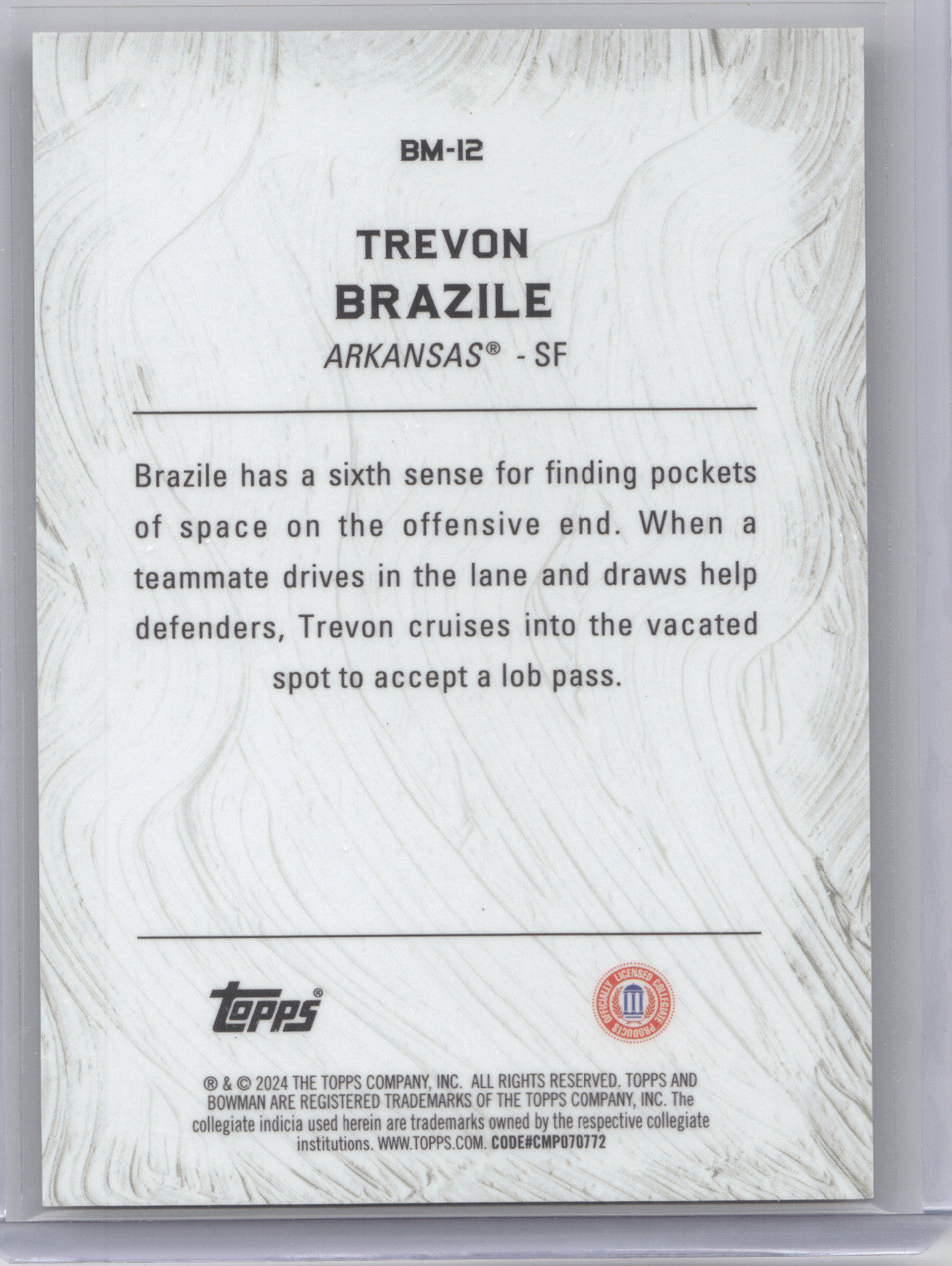 2024 Bowman University Best Masterpieces Trevon Brazile #BM-12 Gold 26/50