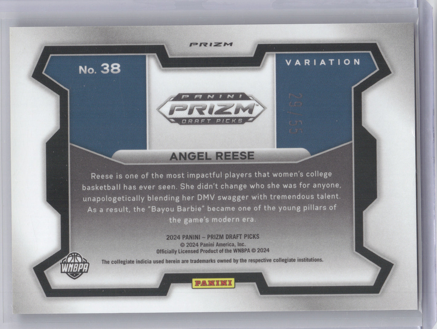 2024 Panini Prizm Draft Picks Angel Reese #38 Purple Pulsar Variation 29/55 RC