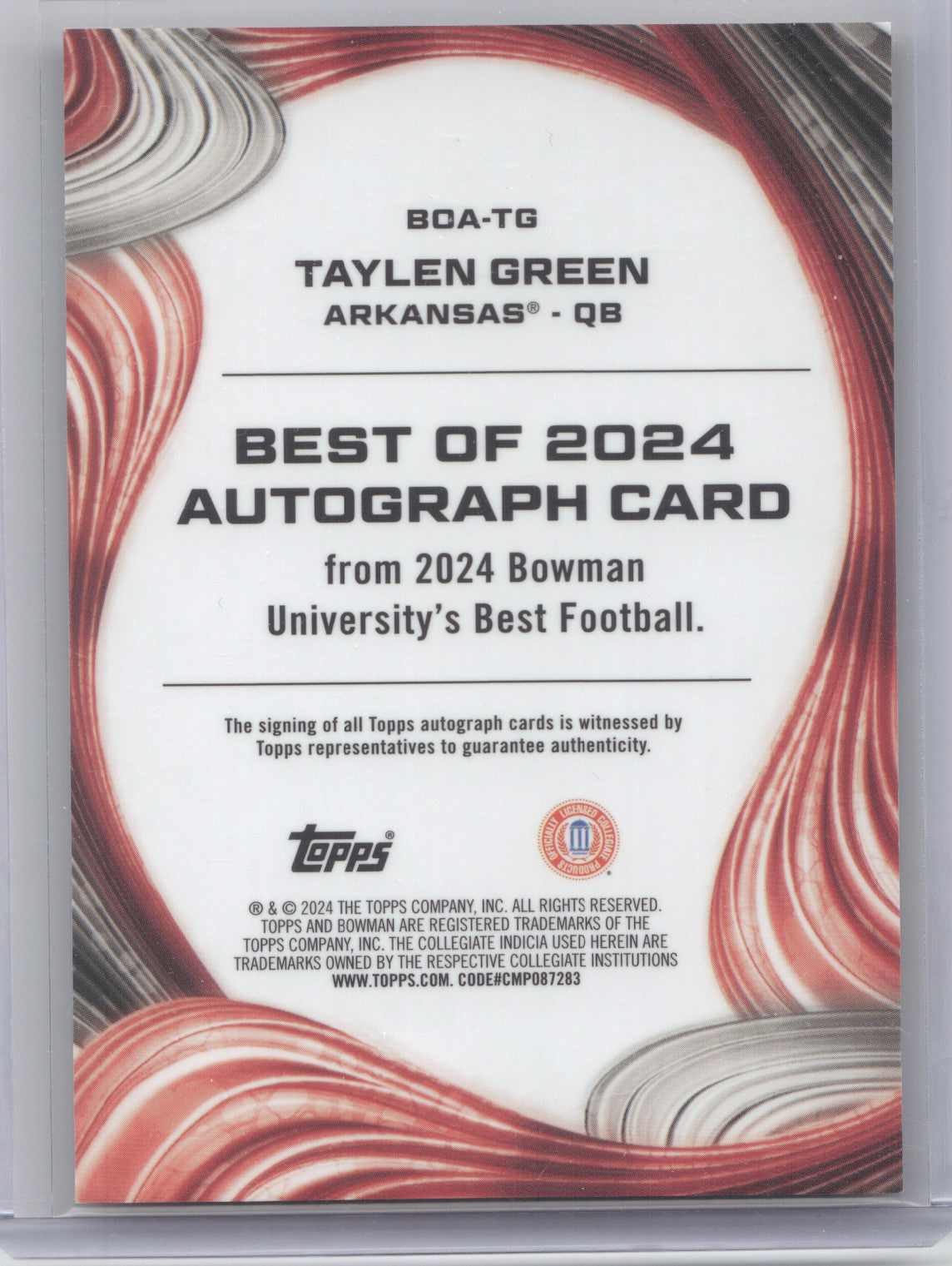 2024 Bowman Best University Autograph Taylen Green #BOA-TG Yellow 12/75