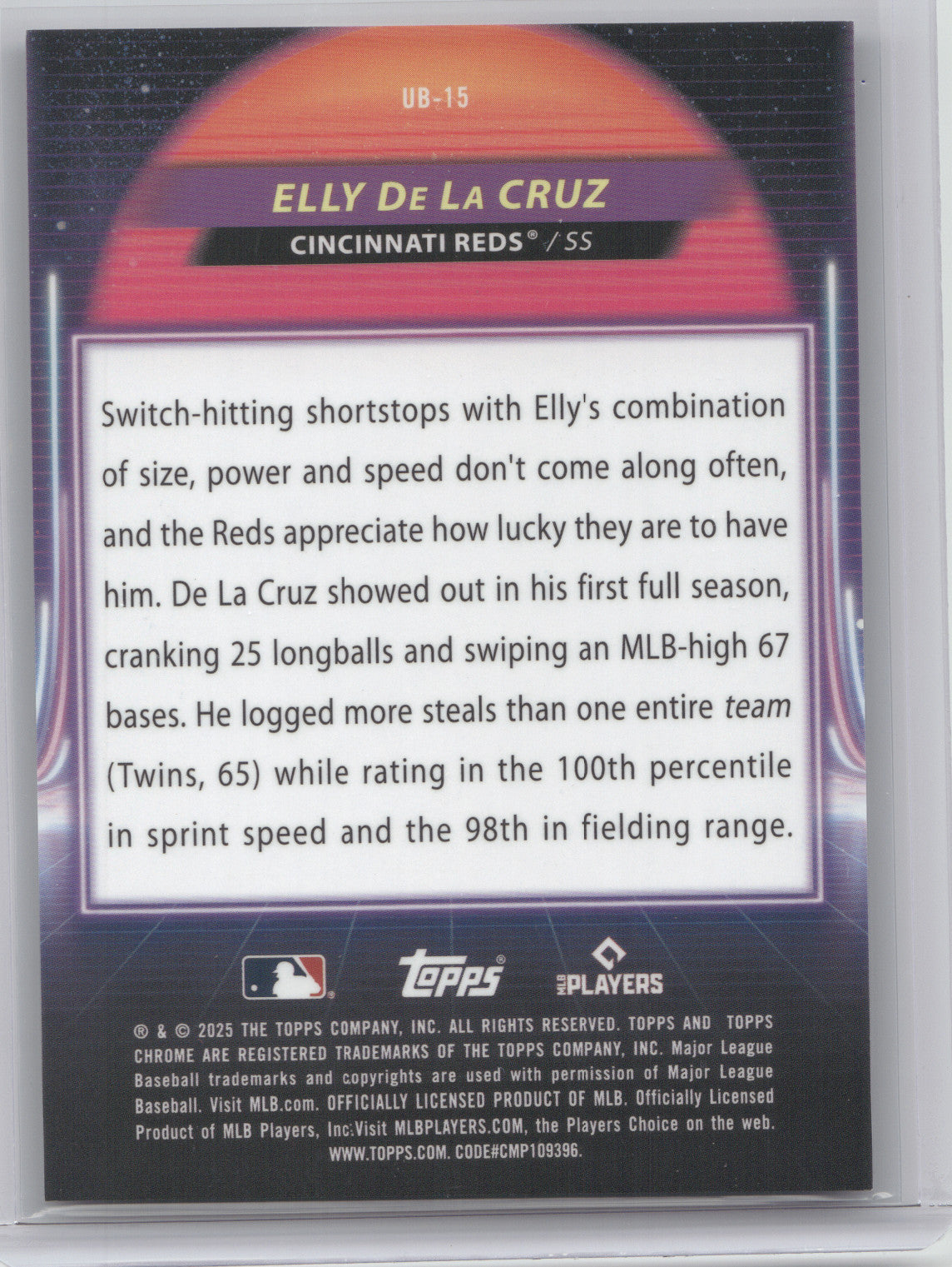 2025 Topps Cosmic Chrome Ultraviolet Beam Elly De La Cruz #UB-15 Green 71/75