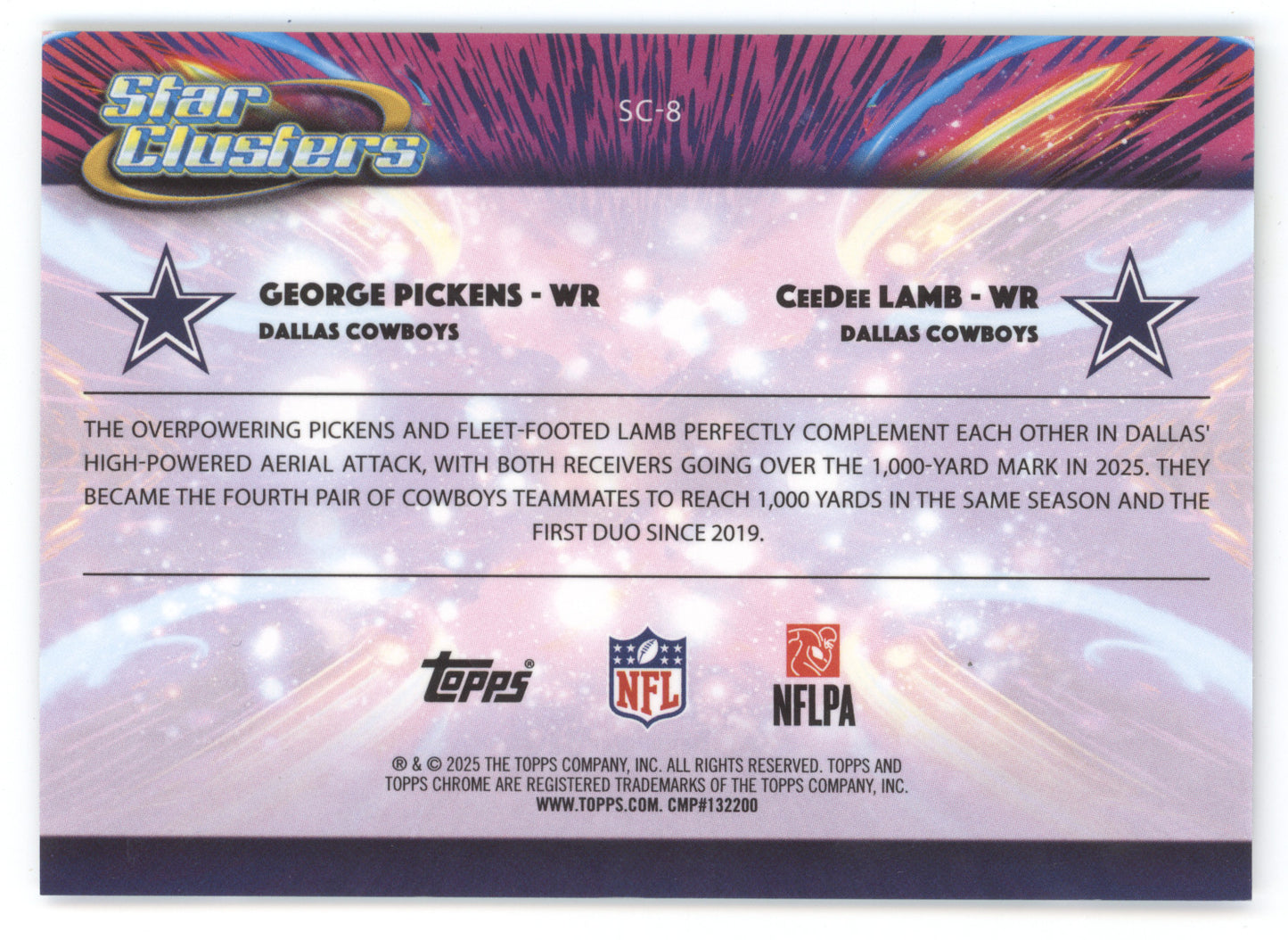 2025 Topps Cosmic Chrome Star Clusters Lamb/Pickens #SC-8 Green Space Dust 51/75