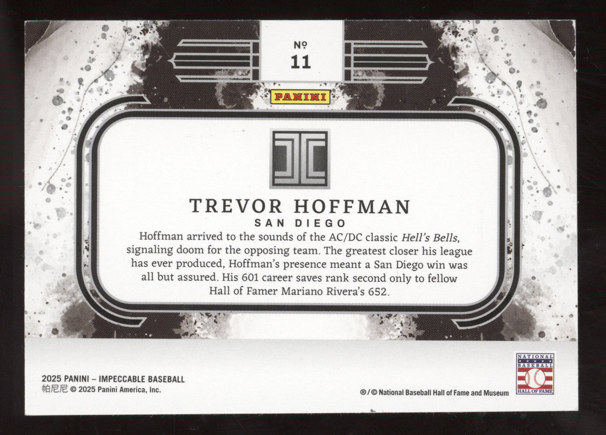 2025 Panini Impeccable Trevor Hoffman #11 04/25 Troy Ounce .999 Fine Silver Bar