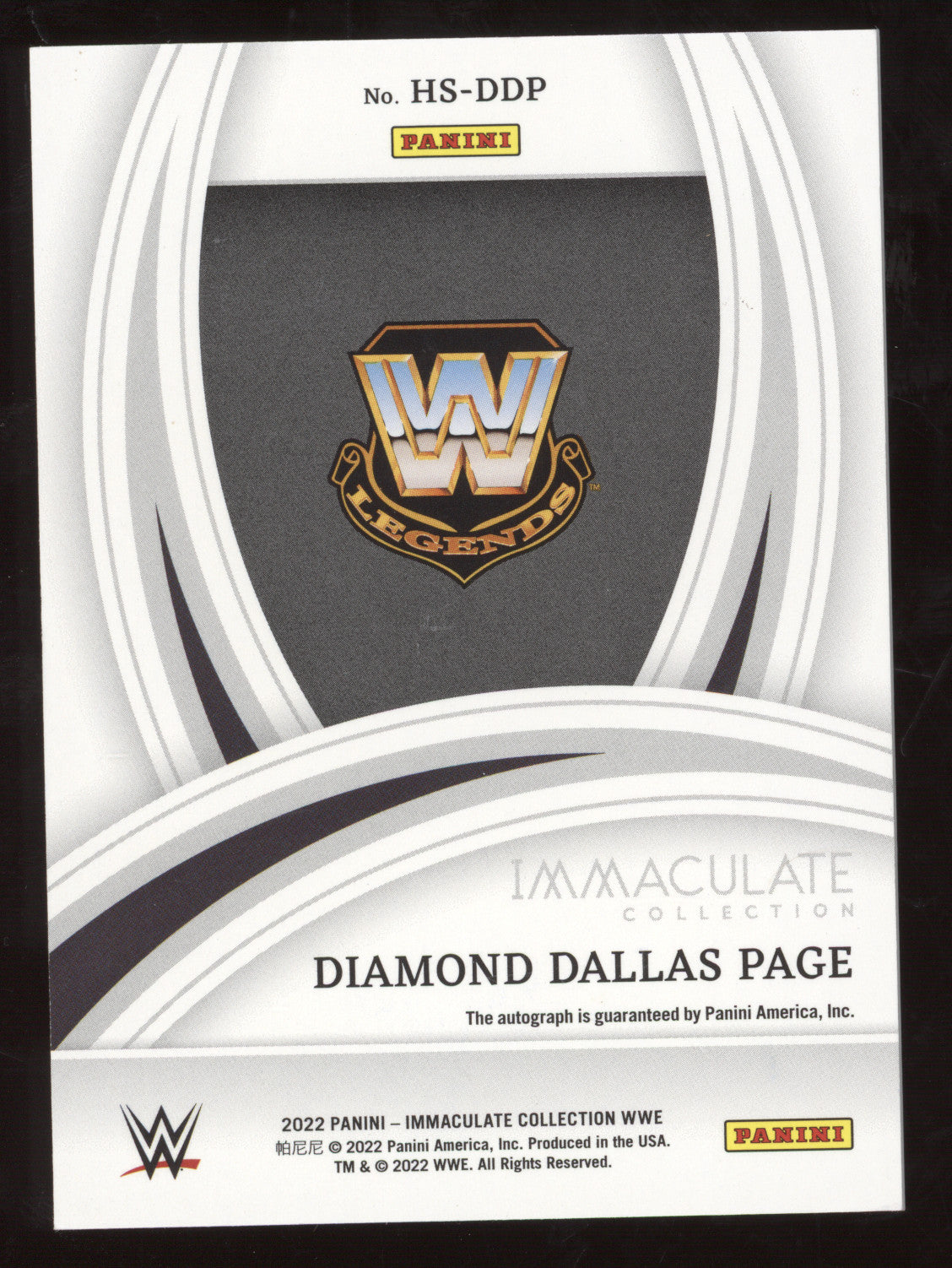 2022 Immaculate Collection Heralded Signatures Diamond Dallas Page #HS-DDP 22/99