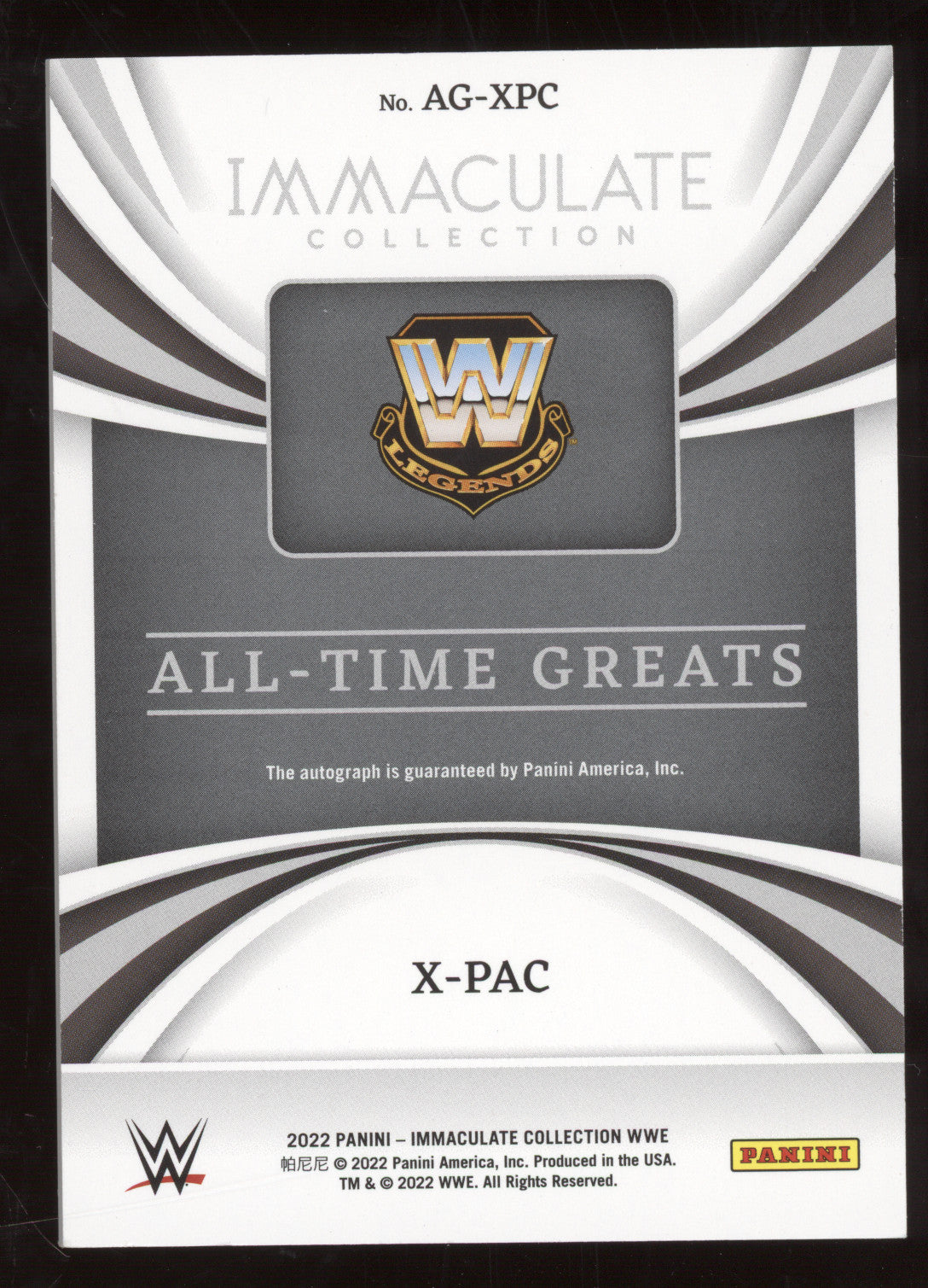 2022 Panini Immaculate Collection WWE X-Pac #AG-XPC All-Time Greats 16/75