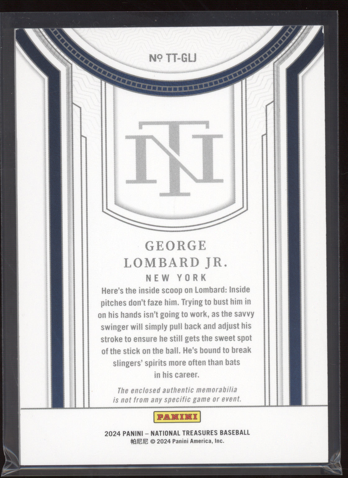 2024 Panini National Treasures Treasured Threads George Lombard Jr. #TTGLJ 01/25