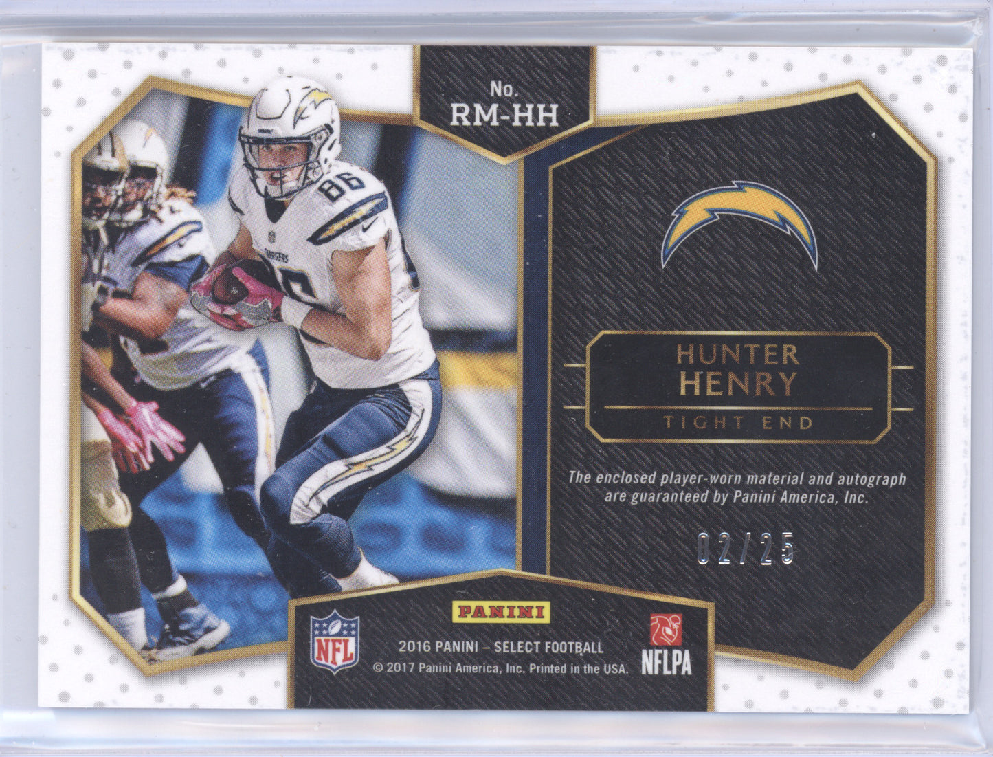 2016 Panini Select Hunter Henry #RM-HH Tie-Dye 02/25 Patch Auto Memorabilia