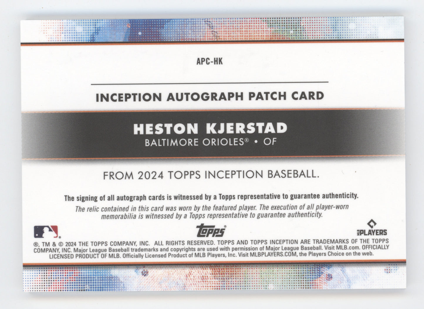 2024 Topps Inception Autograph Heston Kjerstad #APC-HK 063/200 Patch Player-worn