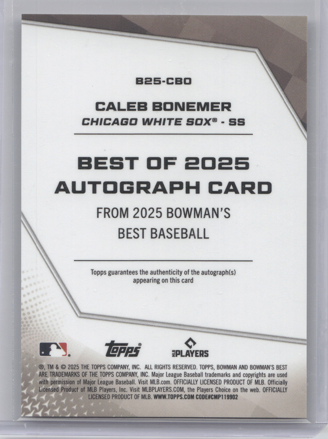 2025 Topps Bowman's Best Autograph Caleb Bonemer #B25-CB0
