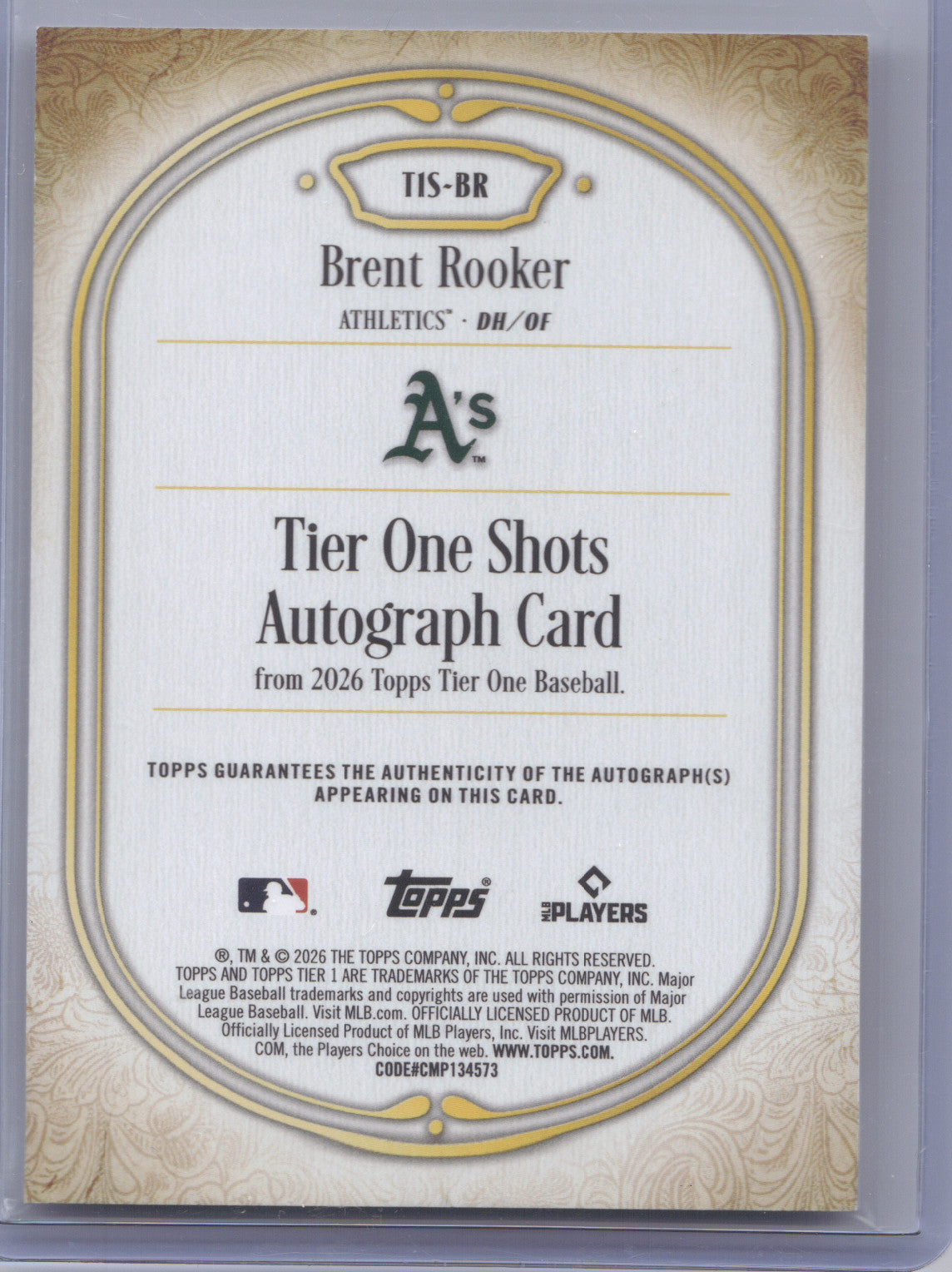 2026 Topps Tier One Shots Autograph Brent Rooker #TIS-BR Green 22/40