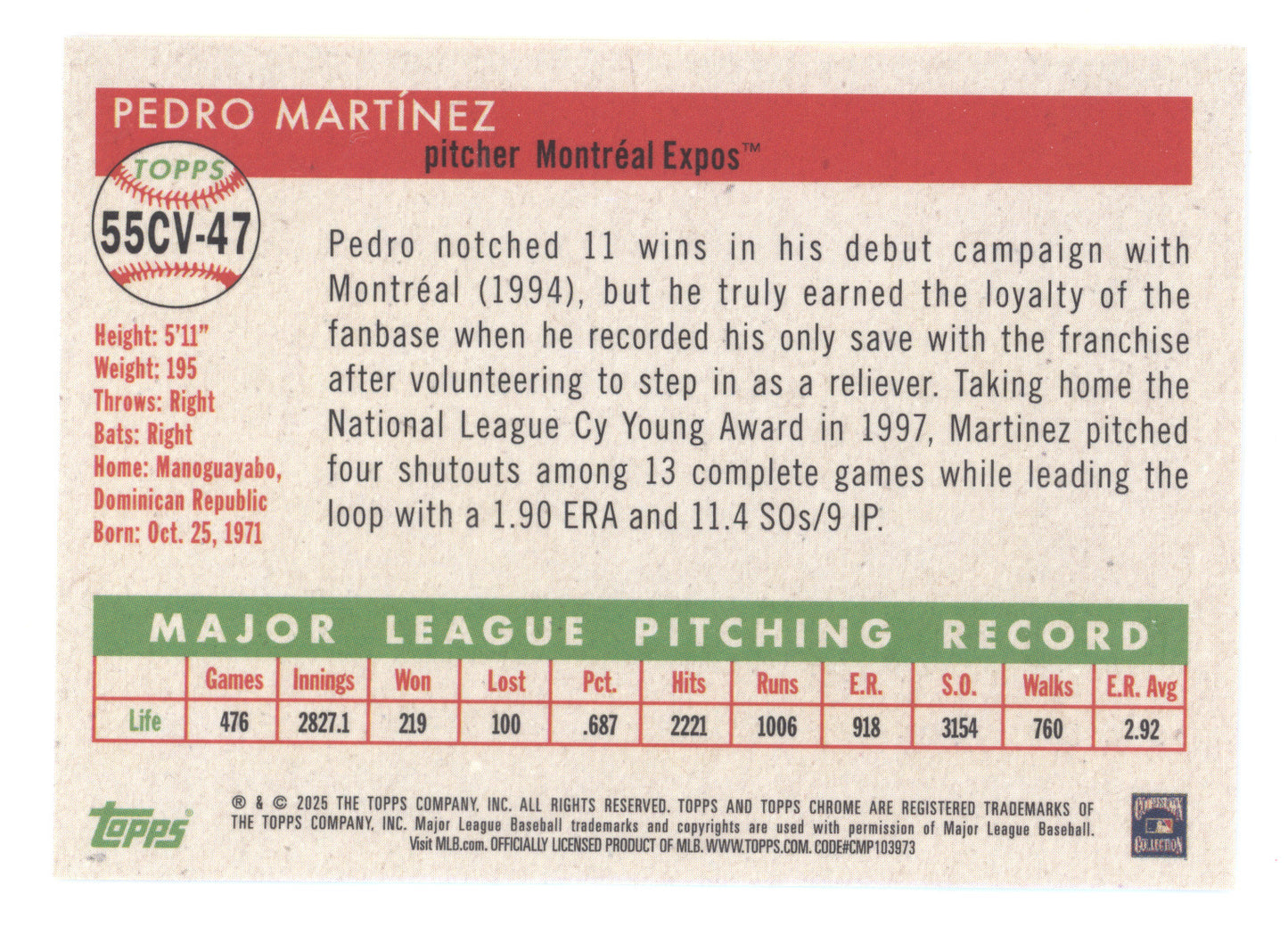 2025 Topps Chrome Platinum 1955 City Variation Pedro Martínez #55CV-47