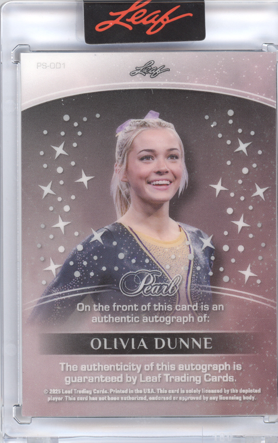2023 Leaf Pearl Autograph Olivia Dunne #PS-OD1 Purple 7/7
