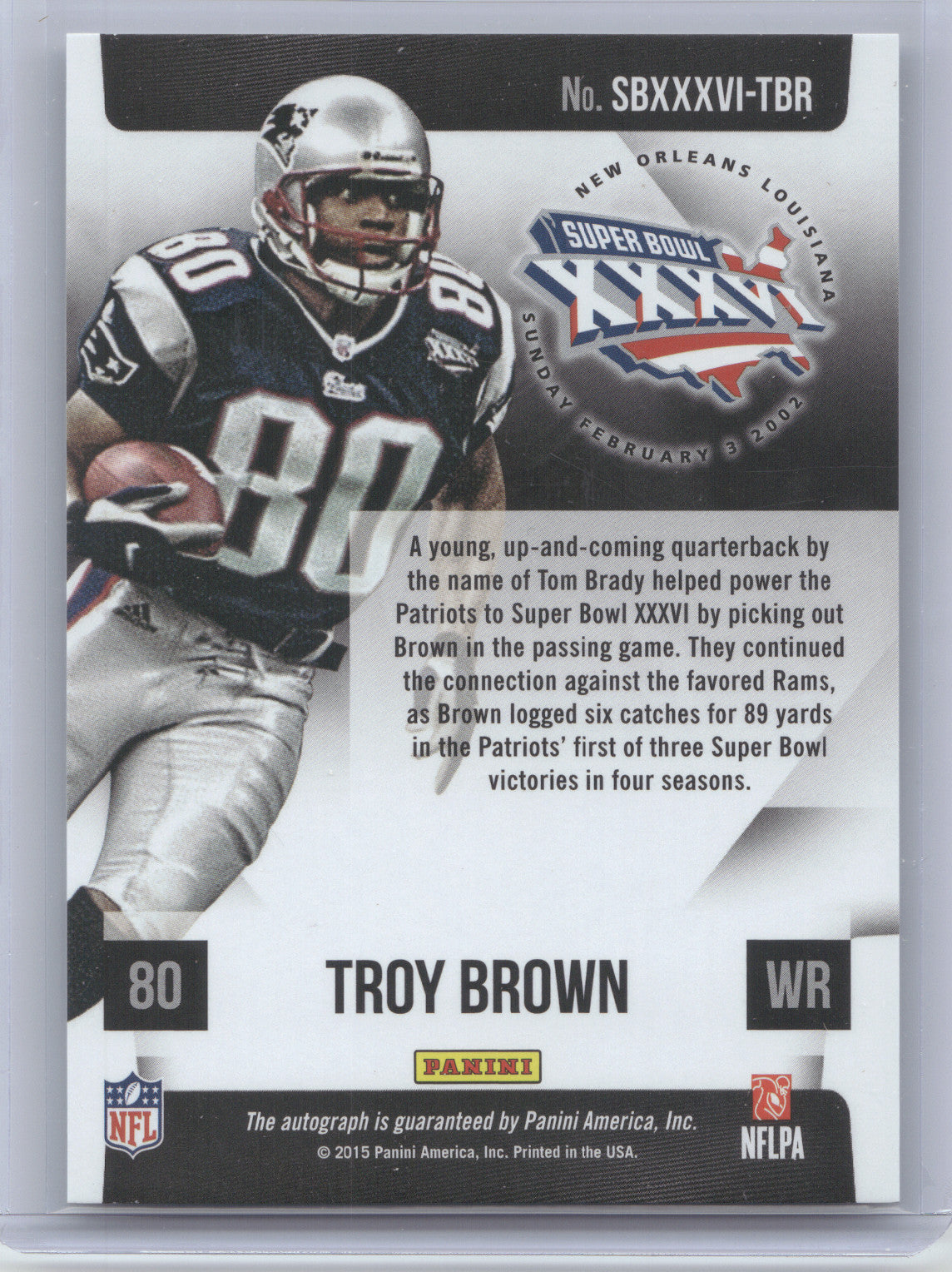 2015 Panini Super Bowl Autograph Troy Brown #SBXXXVI-TBR