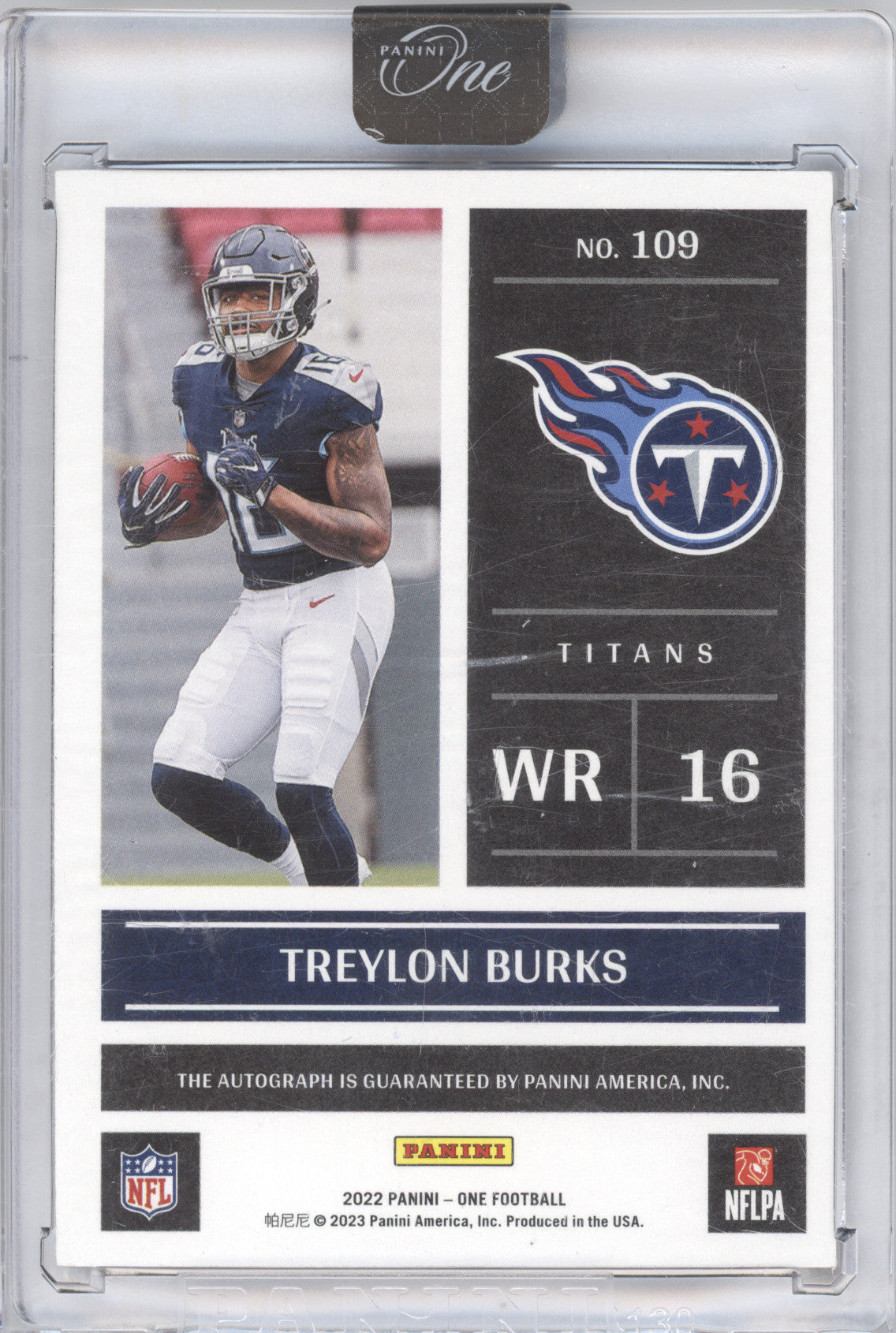 2022 Panini One Day One Autograph Treylon Burks #109 RC 22/49