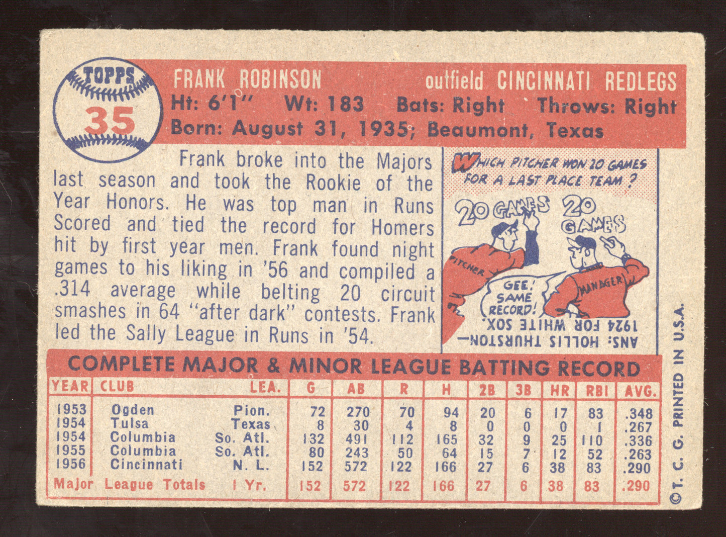 1957 Topps Frank Robinson #35