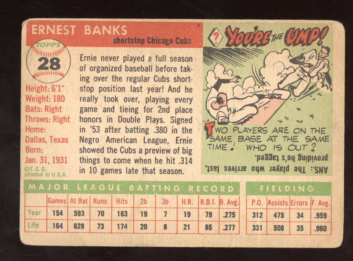 1955 Topps Ernie Banks #28