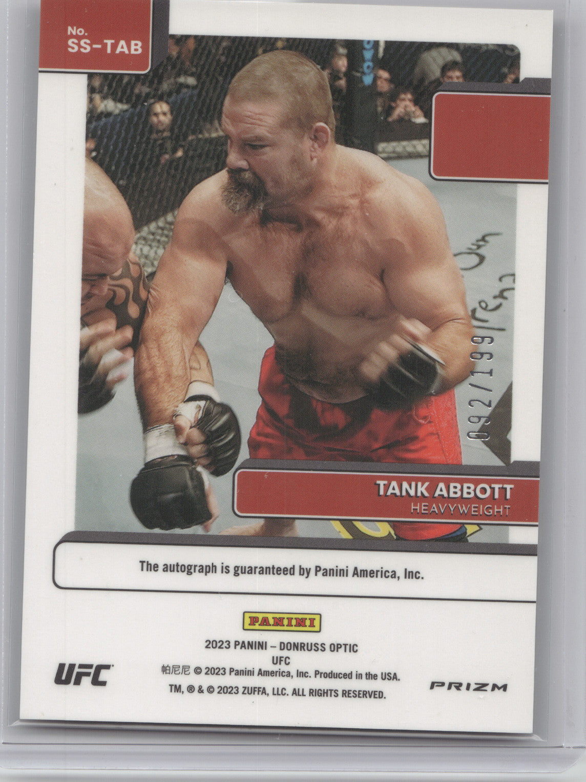 2023 Donruss Optic Prizm Signature Series Tank Abbott #SS-TAB Red 092/199