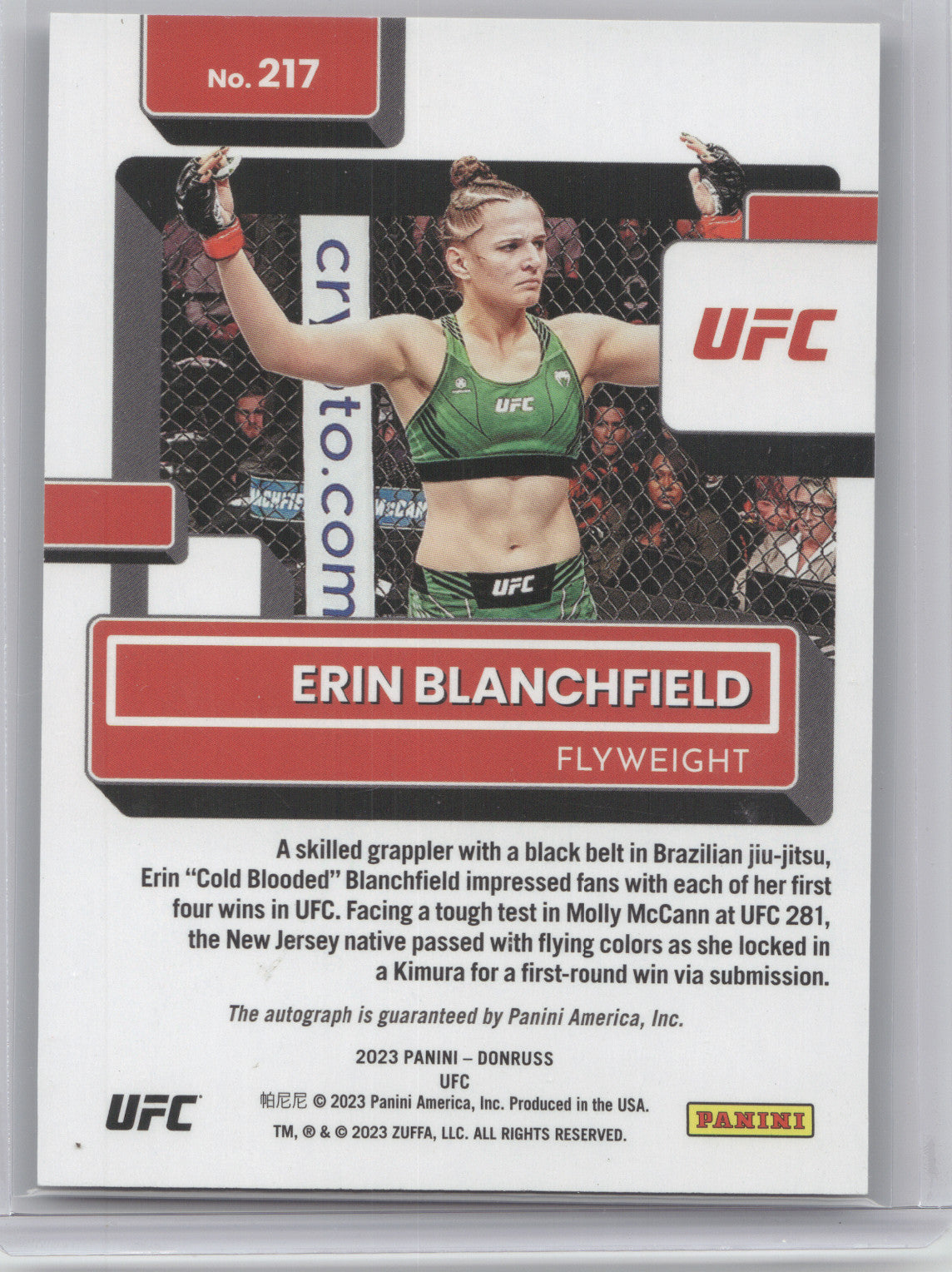 2023 Panini Donruss UFC Erin Blanchfield #217 Autograph Holo 71/99