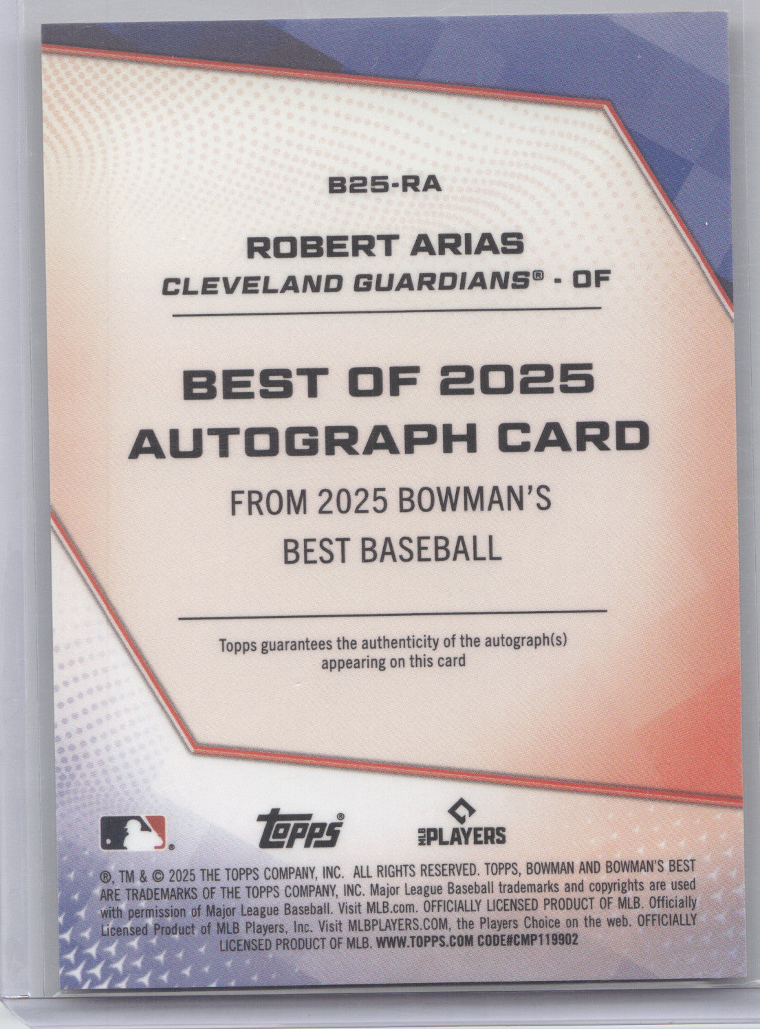 2025 Bowman's Best Autograph Robert Arias #B25-RA Red 1/5