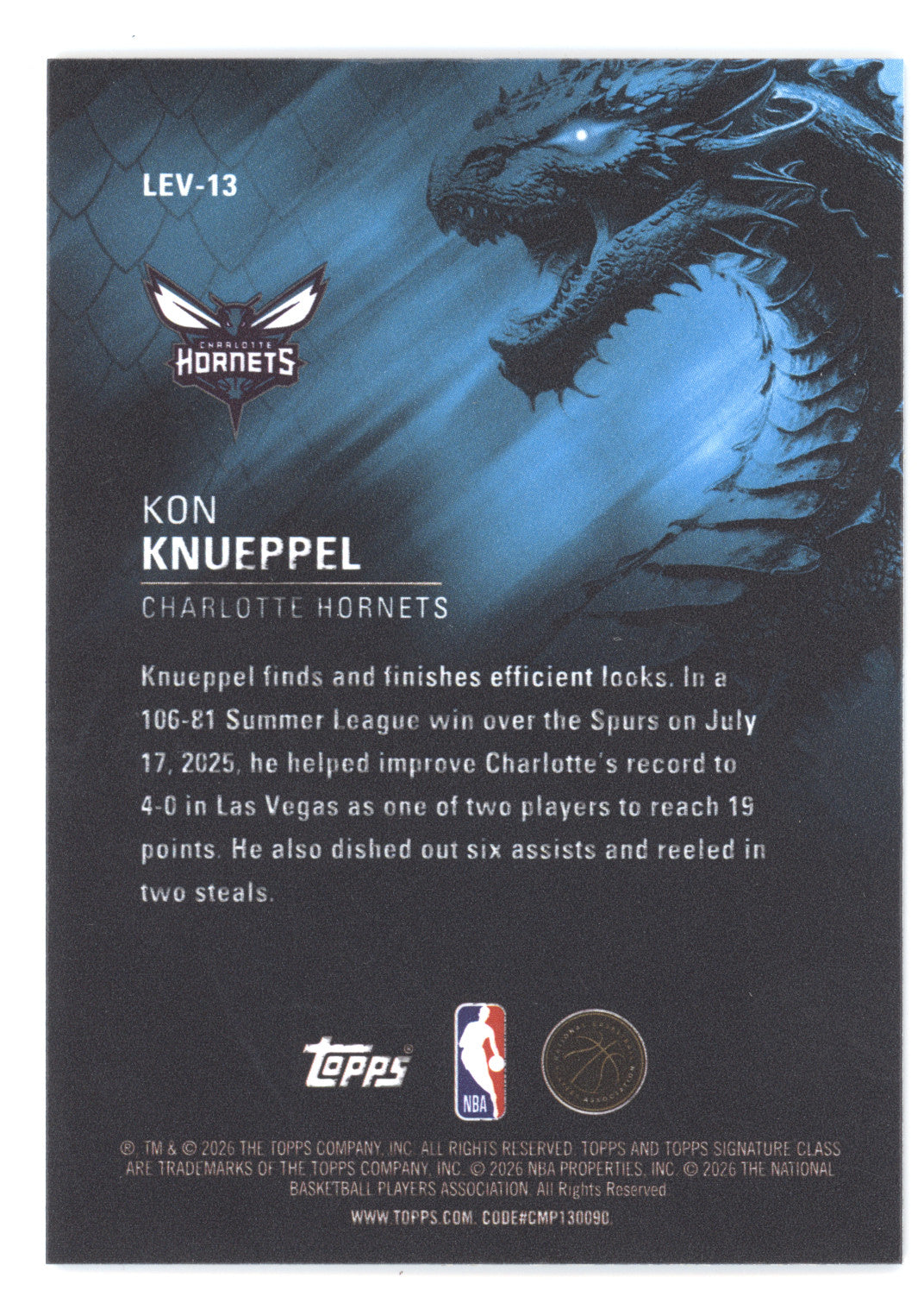 2025 Topps Signature Class Kon Knueppel #LEV-13 Leviathans RC