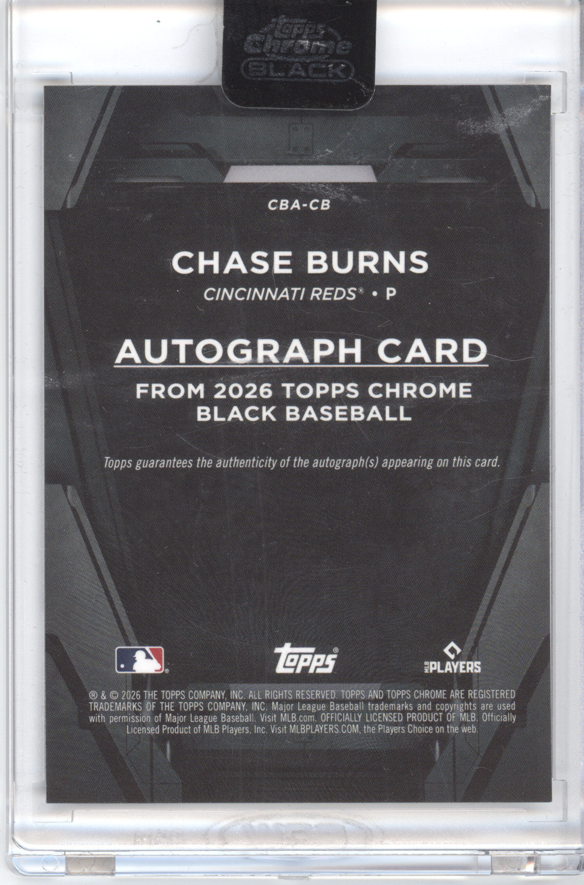 2026 Topps Chrome Black Autograph Chase Burns #CBA-CB Gold RC 13/50