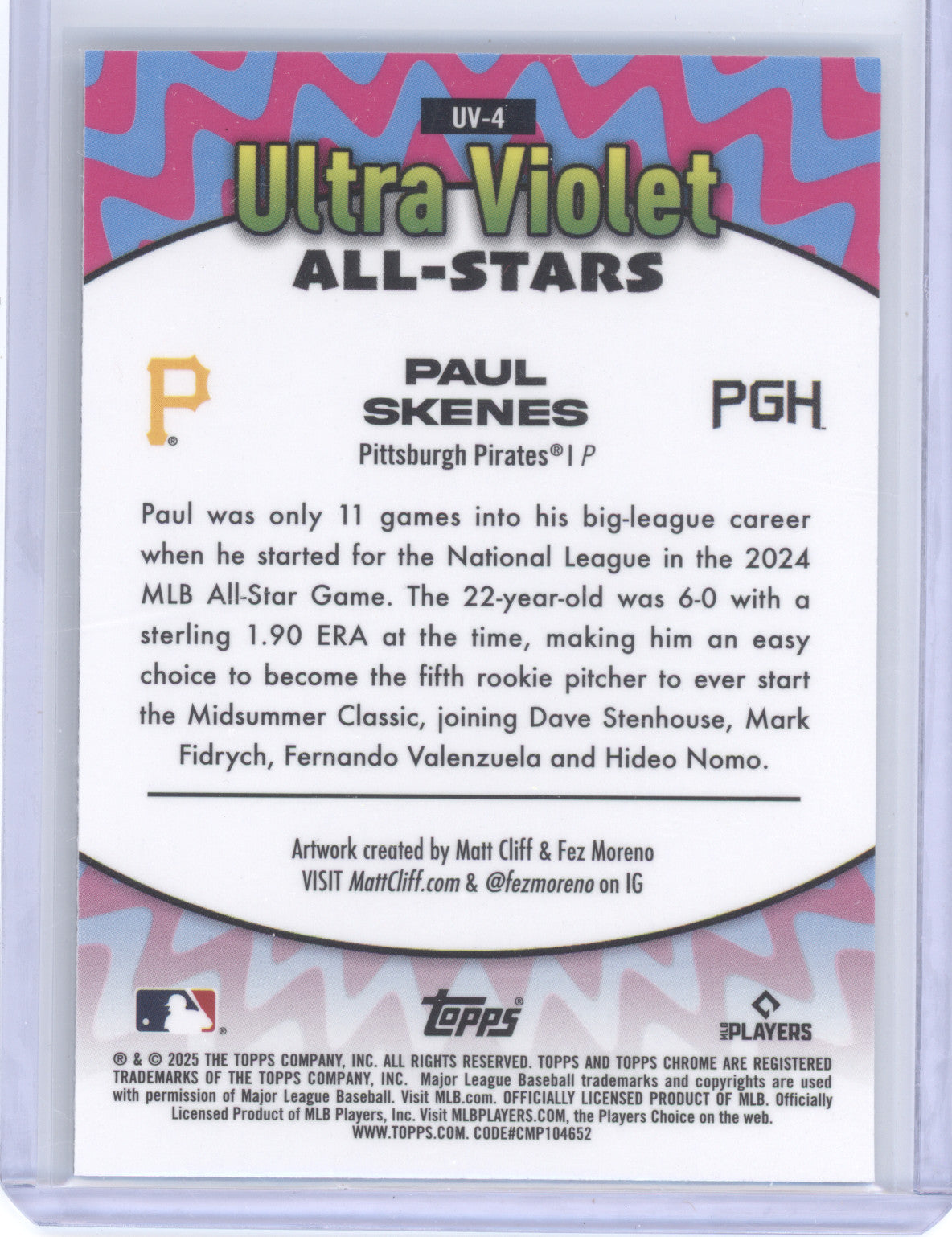 2025 Topps Chrome Ultra Violet All-Stars Paul Skenes #UV-4