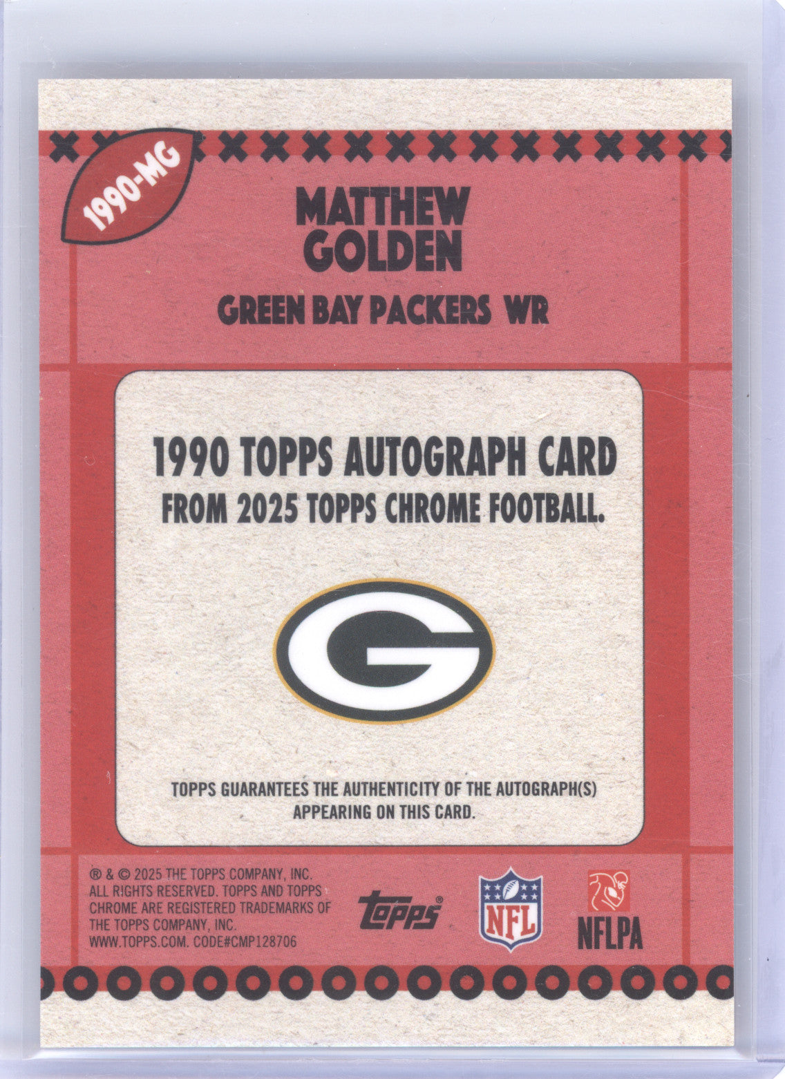 2025 Topps Chrome 1990 Autograph Matthew Golden Orange Geometric 24/25 RC