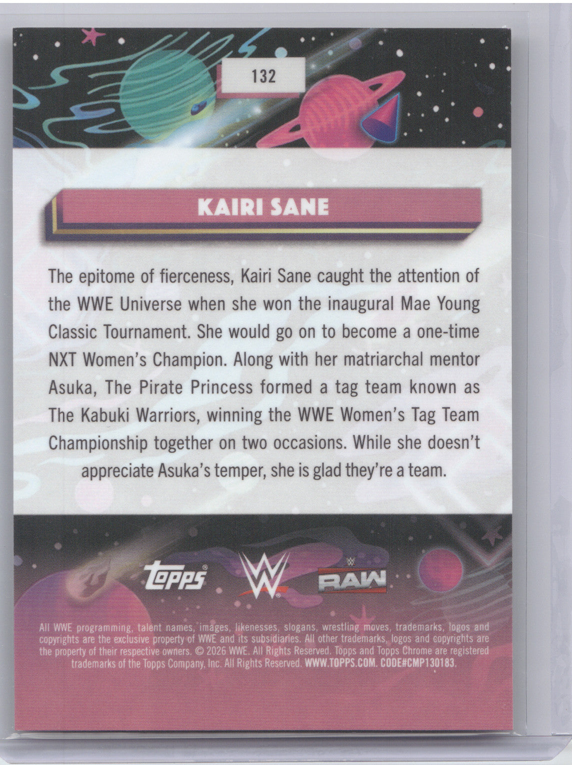 2026 Topps Cosmic Chrome WWE Kairi Sane #132 Gold Interstellar 04/50