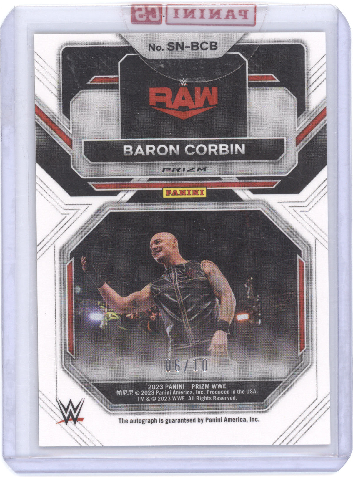 2023 Panini Prizm WWE Sensational Signatures Baron Corbin #BCB Gold Disco 06/10