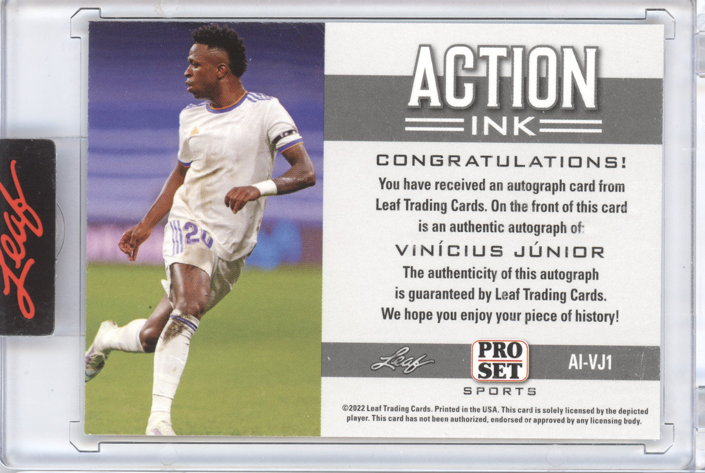 2022 Leaf Pro Set Action Ink Vinícius Júnior #AI-VJ1