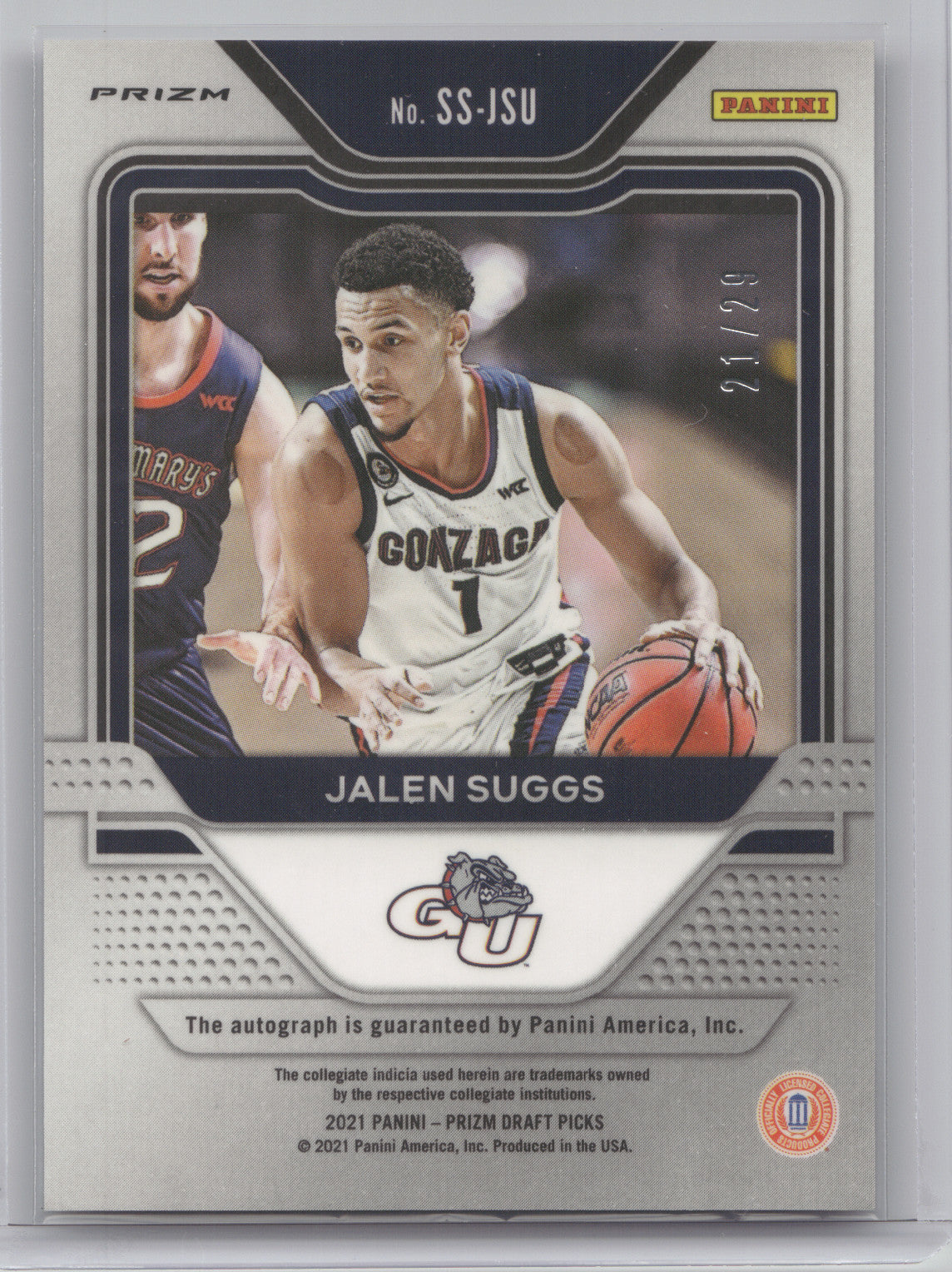 2021 Panini Prizm Sensational Signatures Jalen Suggs #SS-JSU Purple Ice RC 21/29
