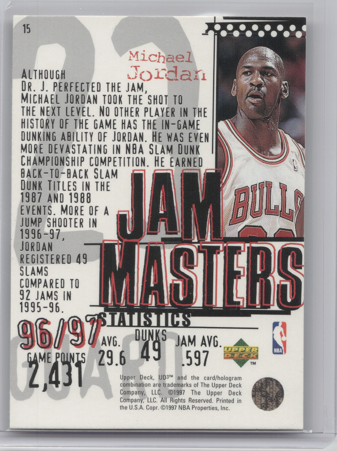 1997 UD3 Jam Masters Michael Jordan #15