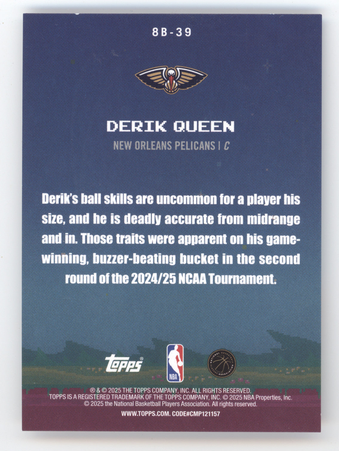 2025 Topps 8-Bit Ballers Derik Queen #8B-39 Holo Red 2/5 RC