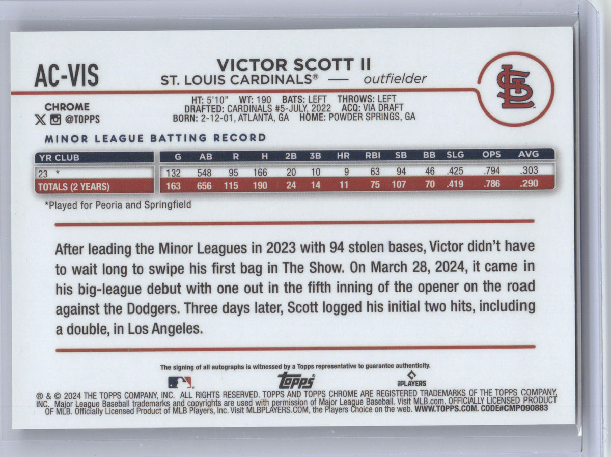 2024 Topps Chrome Autograph Victor Scott II #AC-VIS Gold Wave Refractor RC