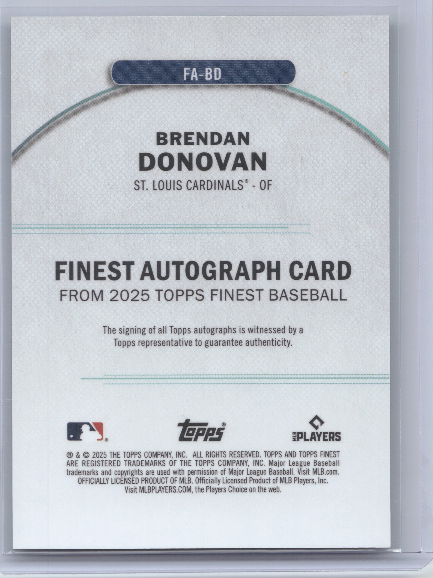 2025 Topps Finest Brendan Donovan #FA-BD Autograph Green 08/75