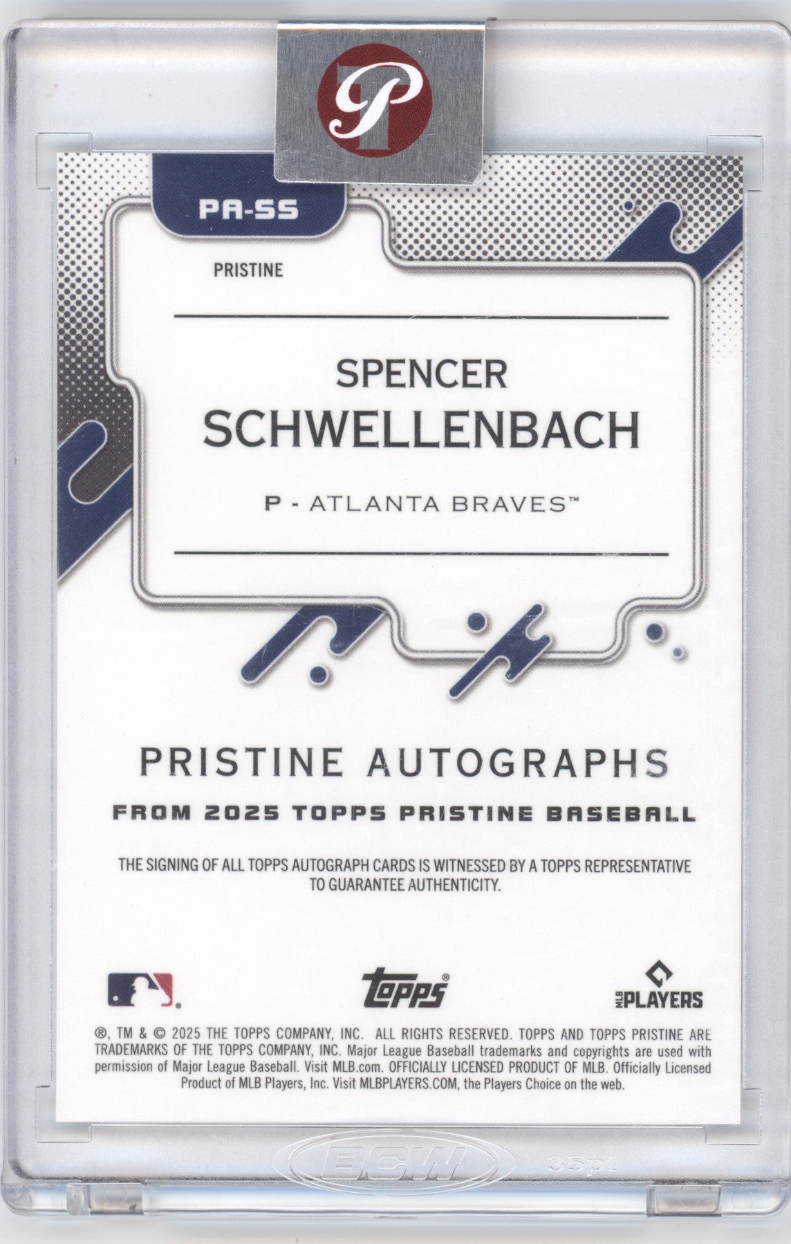 2025 Topps Pristine Autograph Spencer Schwellenbach #PA-SS RC