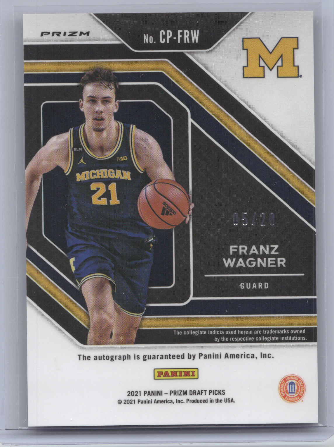 2021 Panini Prizm Draft Picks Penmanship Franz Wagner #FRW Fast Break Pink 05/20