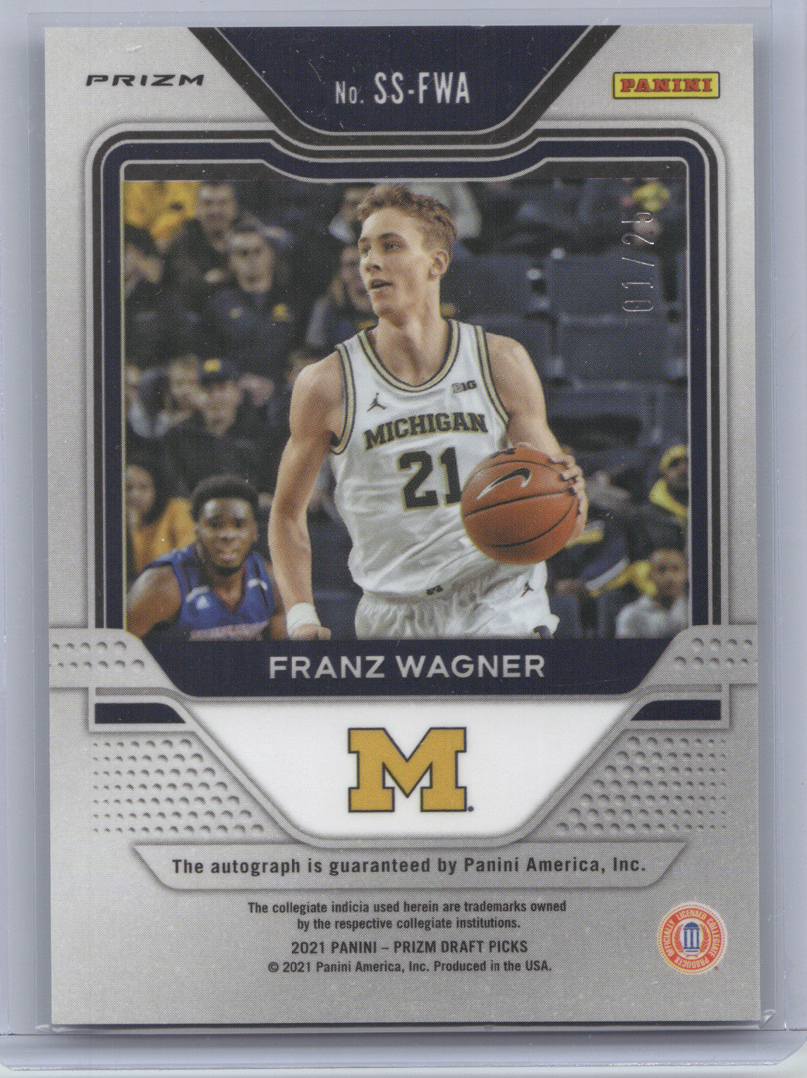2021 Panini Prizm Draft Picks Signatures Franz Wagner #SS-FWA Blue Ice 01/25 RC
