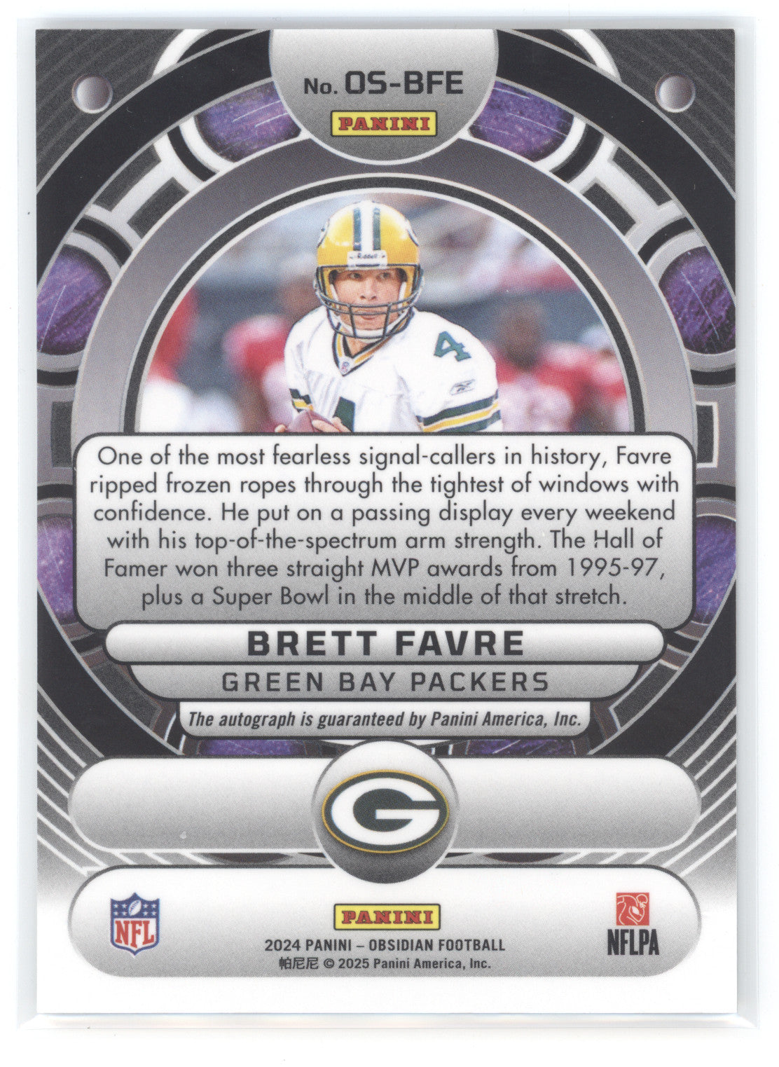 2024 Panini Obsidian Orbital Signature Brett Favre #OS-BFE