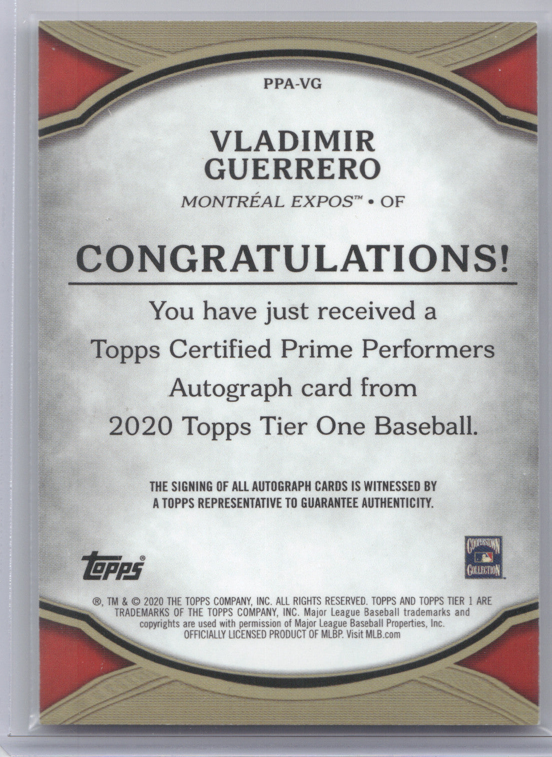 2020 Topps Tier One Autograph Vladimir Guerrero #PPA-VG 23/25