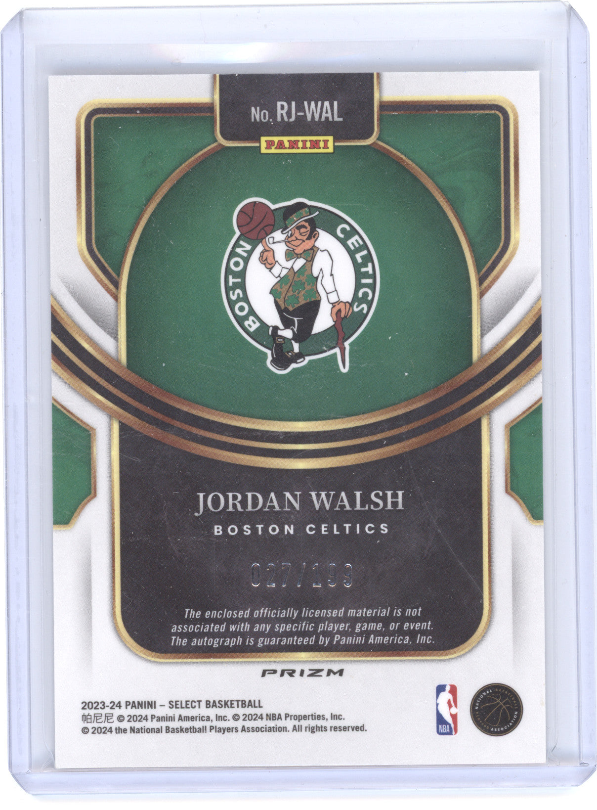 2023 Panini Select Prizm Jordan Walsh #WAL Rookie Patch Autograph RC Memorabilia